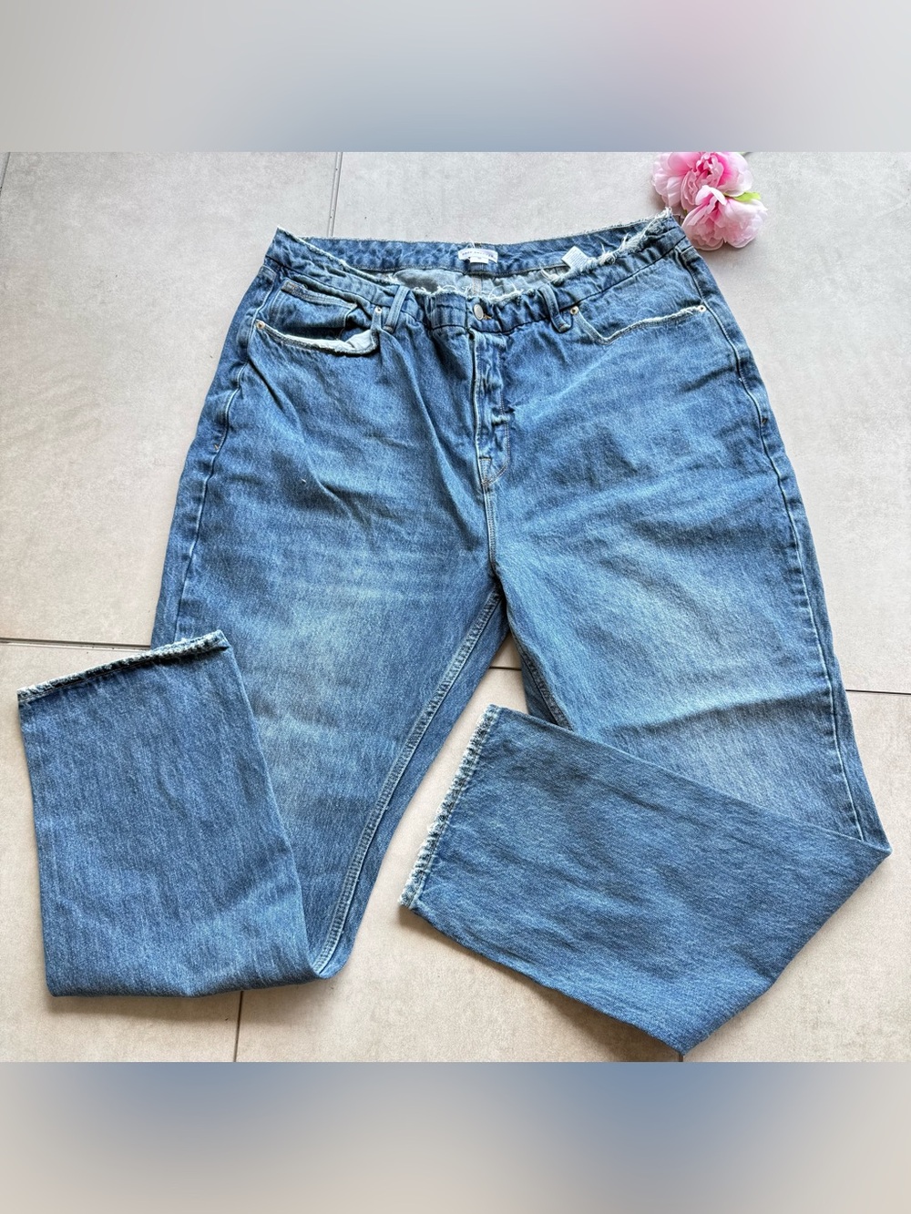 Good American High-Rise Blue Denim Jeans SZ 18 mid wash 100% cotton